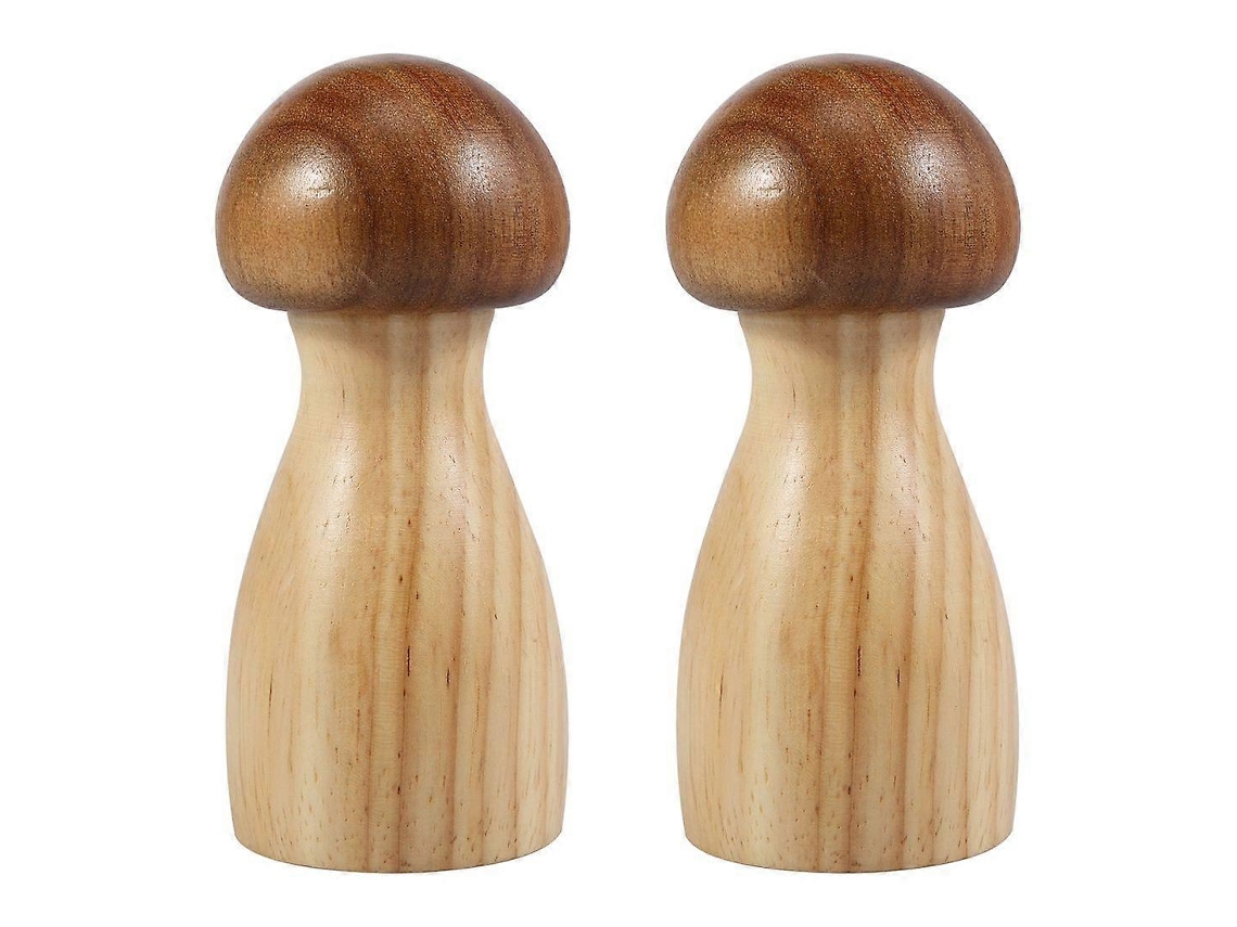 Conjunto de 2 Moedores Sal e Pimenta Madeira em Formato Cogumelo, com Ajuste Moagem. AQUAFORGE