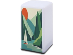 Luminária De Mesa A Bateria Com Estampa Água Perto Montanhas, Ideal Para Leitura No Escritório Ou Quarto, Protege Os