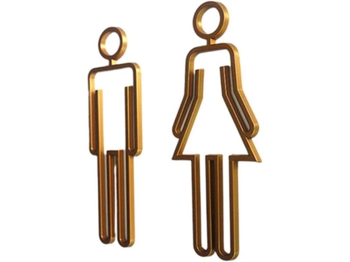 Sinal De Banheiro Para Homens E Mulheres Dourado Adesivo Símbolo Wc Acessório De Porta Iyq