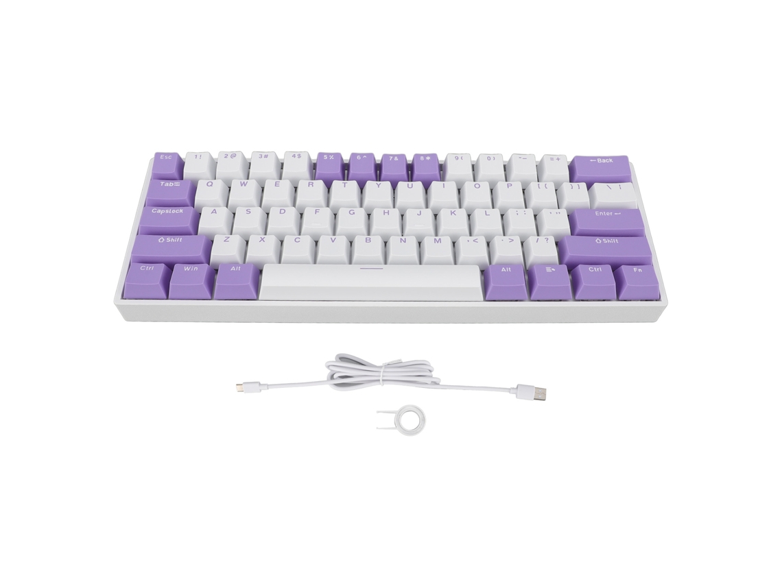 Teclado Mecânico 61 Teclas Com Interruptor Azul Compacto 60% Com Cabo Usb C E Retroiluminação Rgb