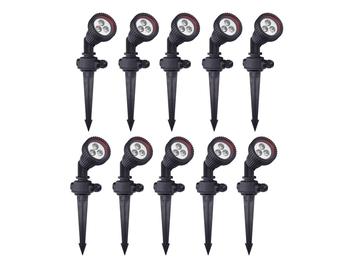 FORLIGHT Tidian 10Pcs Projetor de luz exterior para jardim Ip65 Com espigão para relvado Para lâmpada Gu10 Cor preta