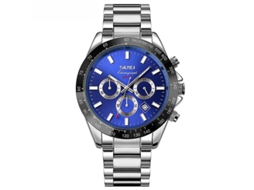 Lurelia Relógio De Quartzo Unissexo, Aço Inoxidável, Liga Metálica, Calendário, Cronómetro, Fuso Horário Duplo, 30m, Prateado, Azul E, Modelo Lx07089