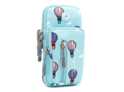 Pulseira Elástica Universal Com Estampa De Balão De Ar Quente - Capa Para Celular - Azul Celeste / Tamanho: G
