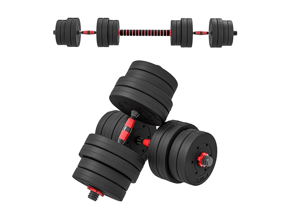 Halteres Ajustáveis 30 Kg Com Barra Multifunções, Discos Desmontáveis E Kit De Pesos Para Treino Fitness Em Casa Default Title