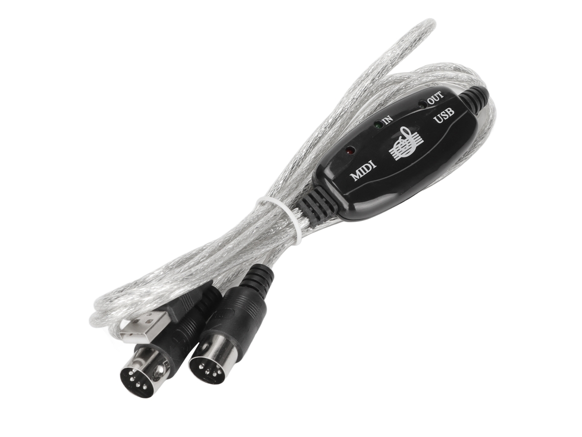 Cabo MIDI para USB com aproximadamente 2,2 metros de comprimento, interface USB para PC de 16 canais, LED de energia, cabo USB MIDI Slowmoose