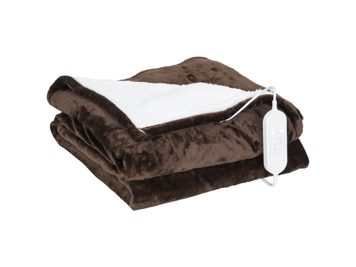 Manta Elétrica 180x130 Cm Com 10 Níveis E Timer Em Tecido Suave Marrom