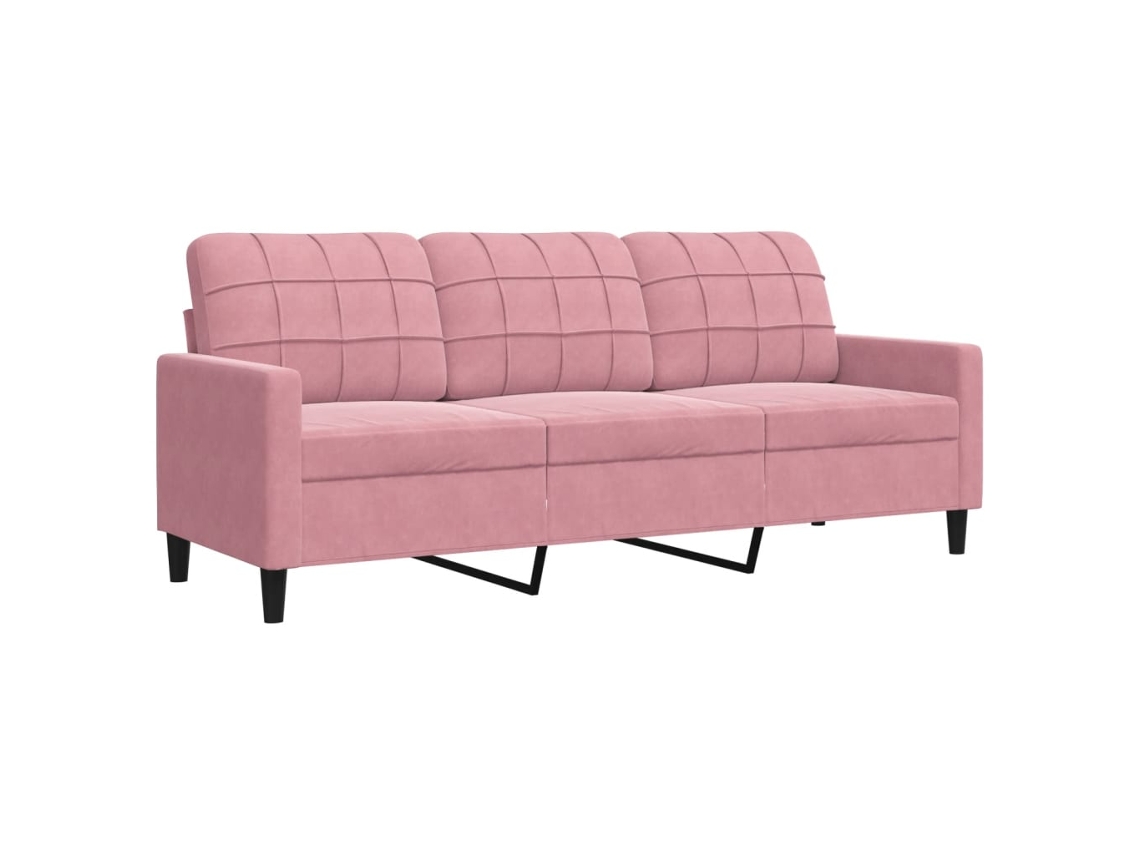 Sofá De 3 Lugares Vidaxl Cor-de-rosa Veludo (197 X 77 X 80 Cm)