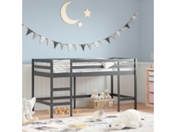 Cama Alta P/ Criança C/ Escada 90x200 Cm Pinho Maciço Preto