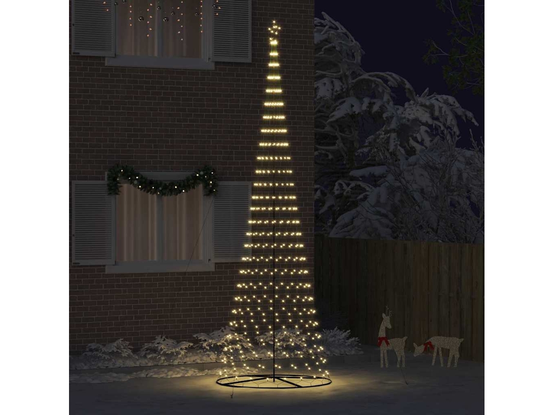 Vidaxl Árvore De Natal Led Com 555 Leds Branco Quente 500 Cm Metal