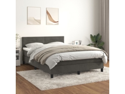 Vidaxl Cama Com Molas/colchão 140x190 Cm Veludo Cinzento-escuro