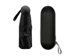 Guarda chuva Cápsula Mini de Bolso UV Resistente 5 Seções 8 Bordas Preto