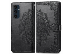 Compre Capa De Couro Tipo Carteira Com Estampa De Mandala E Relevo Para Samsung Galaxy S24 Fe, Preta