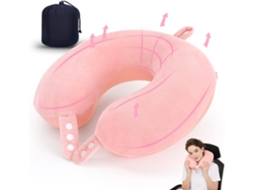 Lurelia Almofada Viagem, Espuma Viscoelástica, Apoio Pescoço, Capa Lavável, Rosa, 45cm