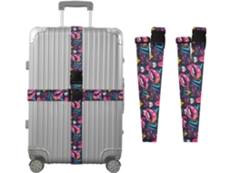 Conjunto De 2 Cintas Bagagem Personalizadas Com Fivelas E Presilhas, Estampa De Coração, Estilo Grafite Grunge