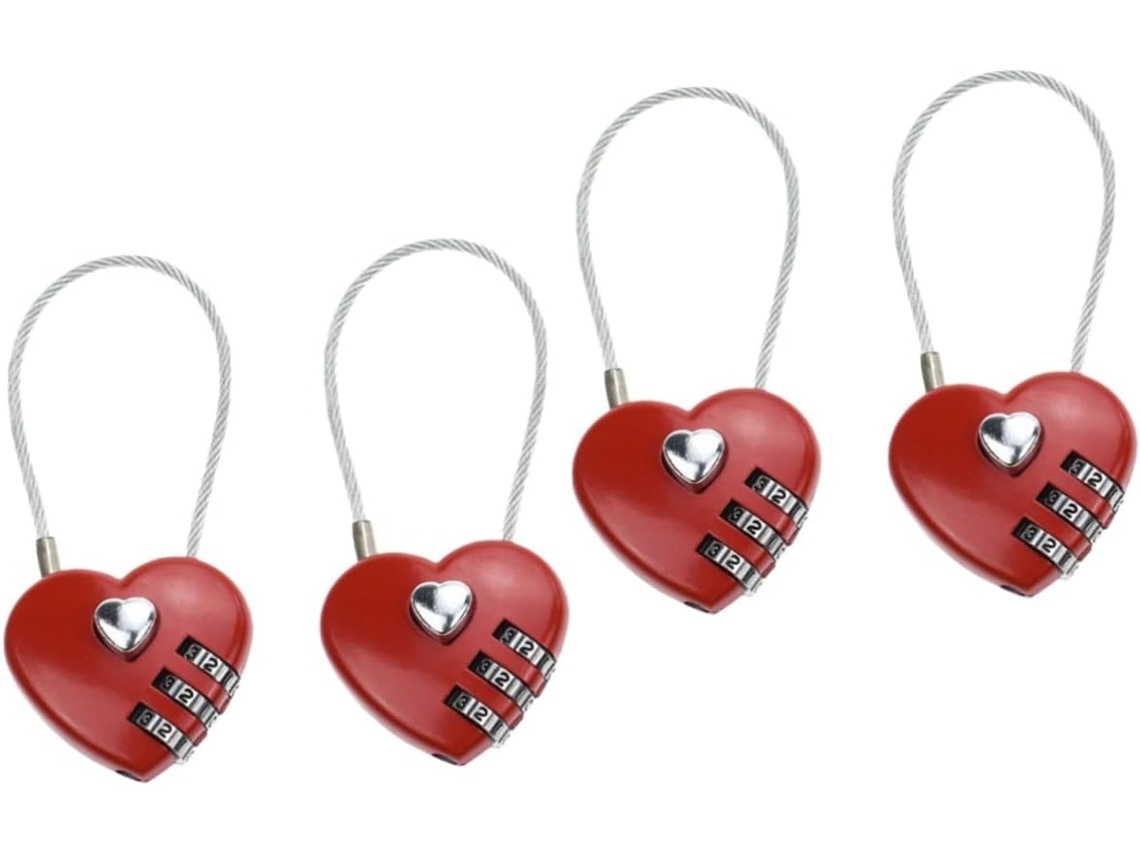 Doitool Conjunto De 2-cadeados Para Bagagem Em Liga Zinco Com Fechadura Combinação E Chave, Vermelhos, 2 Peças