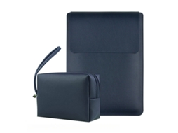 Capa para Portátil HEXINYIGJLY 15 16 em 1 em Pu com Tapete de Rato e Estojo para Acessórios Azul
