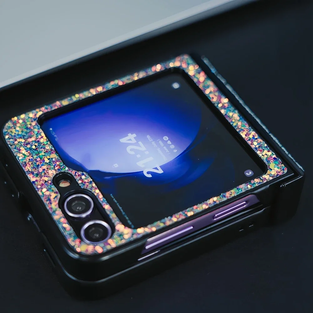 (azul, Galaxy Z Flip6) Capa De Celular Com Glitter, Material Rígido De Pc, À Prova De Choque, Ultrafina E Resistente A Arranhões.