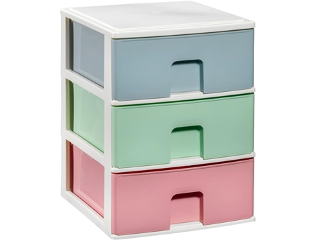 Cômoda Empilhável de Plástico Modelo Multicolorido Cor Branco Gavetas de Armazenamento Modular COMFORT HOUSE