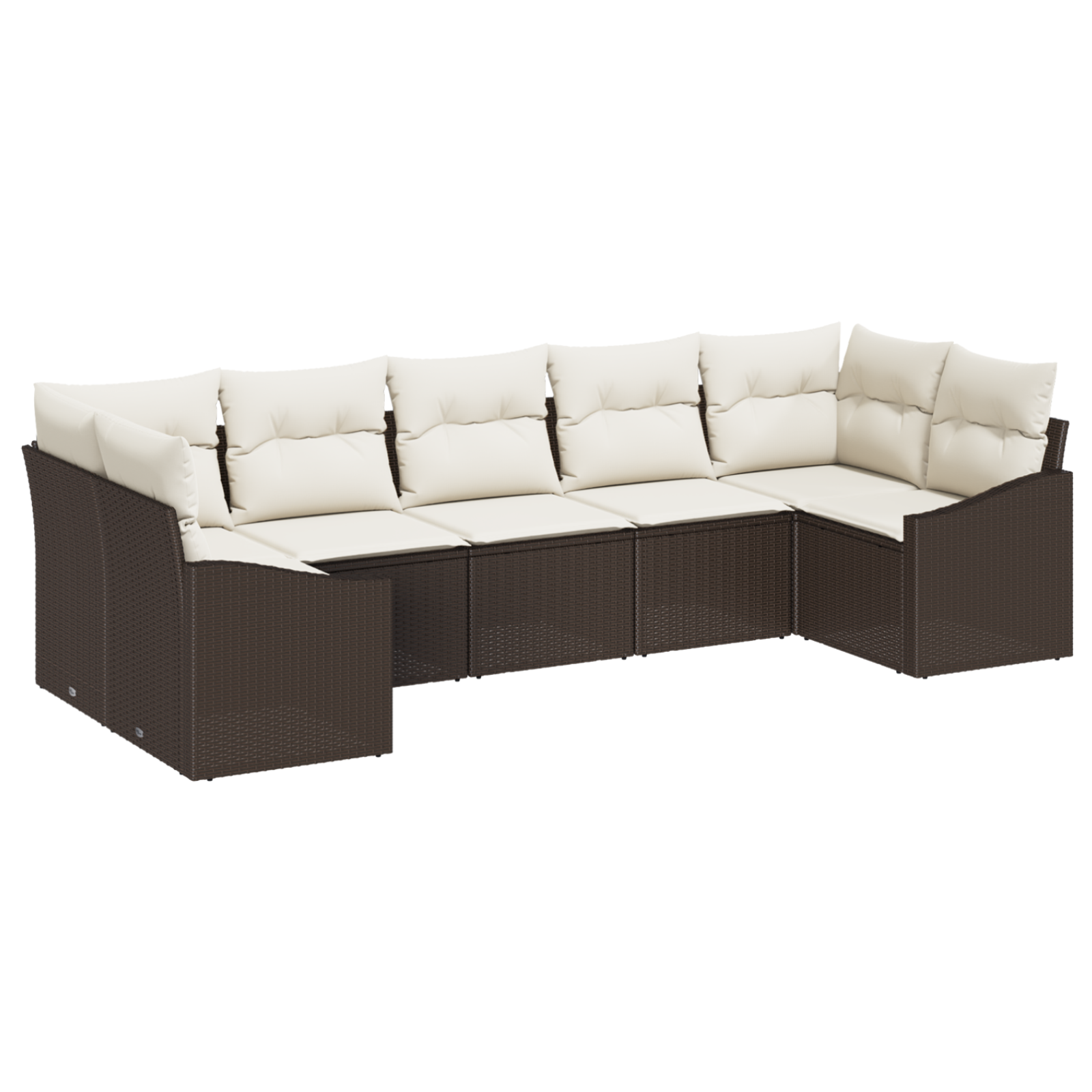 Conjunto 7 Conjunto De Sofá De Jardim Vidaxl Castanho Vime Pe (165 X 62 X 69 Cm)