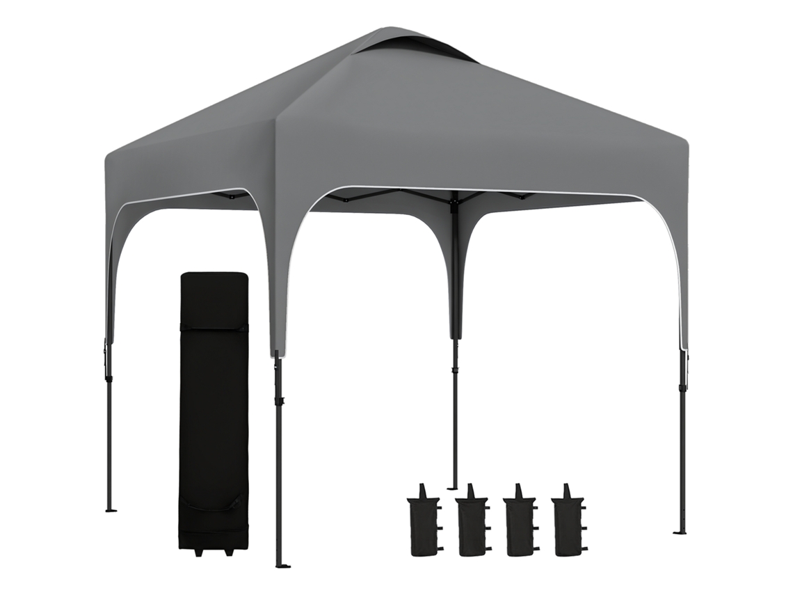 Gazebo de jardim ZACHARY dobrável e retrátil 2,5x2,5 M, altura ajustável, tecido Oxford com proteção UV50+, estrutura de aço e bolsa