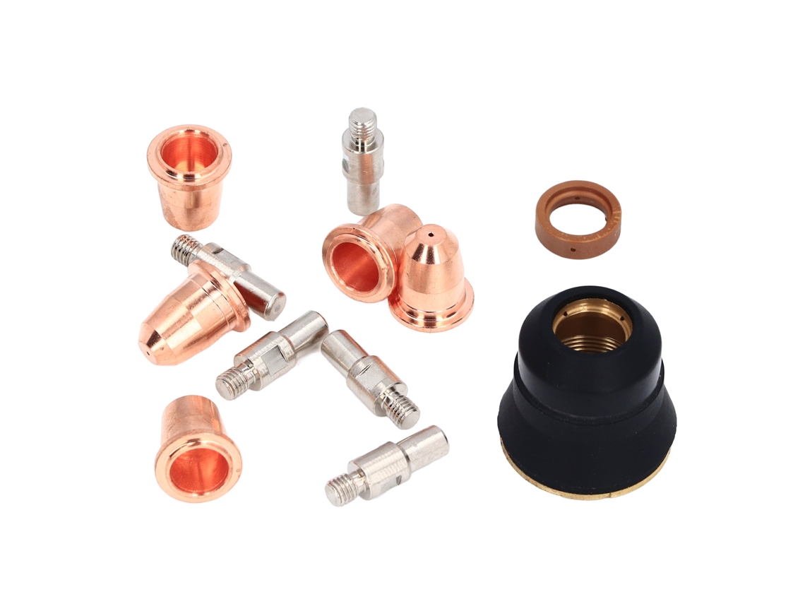 Kit com 12 peças de eletrodos e bicos de latão para tocha de plasma S45.