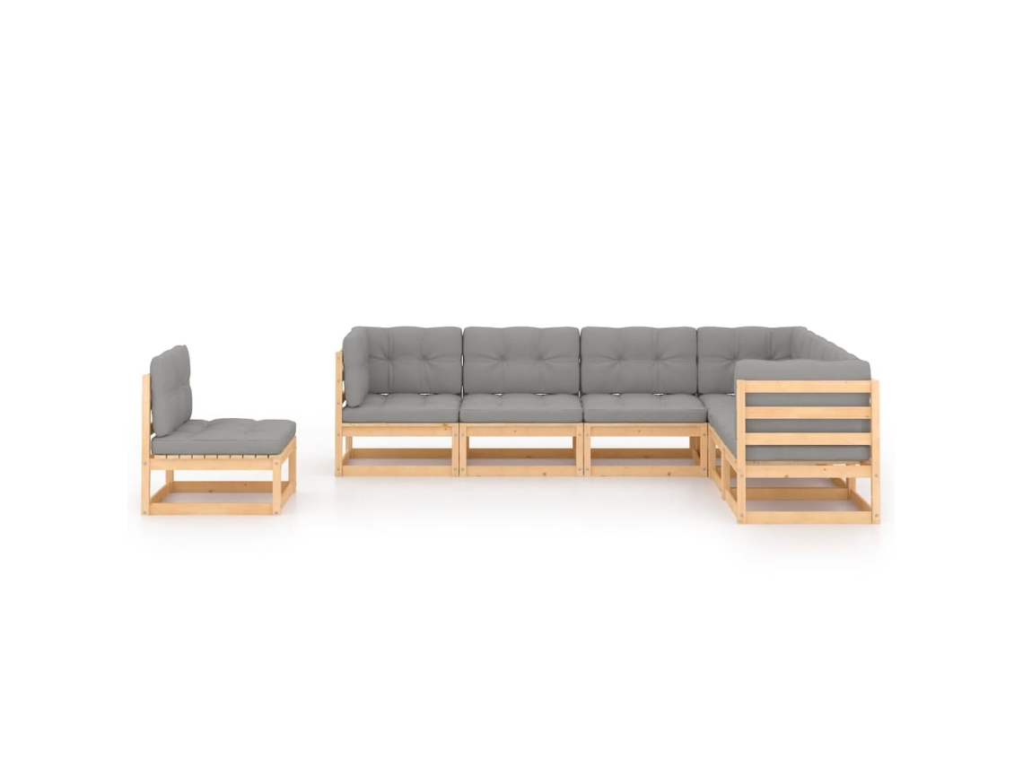 Maison Exclusive - 7 Pcs Conjunto Lounge De Jardim C/ Almofadões Pinho Maciço