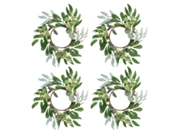 Vela Decorativa Com Folhas De Eucalipto E Pérolas, Conjunto De 4 Unidades Laxiscreed