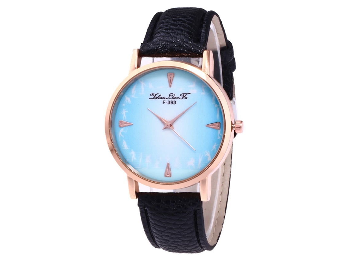 Reloj De Cuarzo Para Hombre Estudiante Con Correa De Cuero Negro Zhoulianfa F-393a