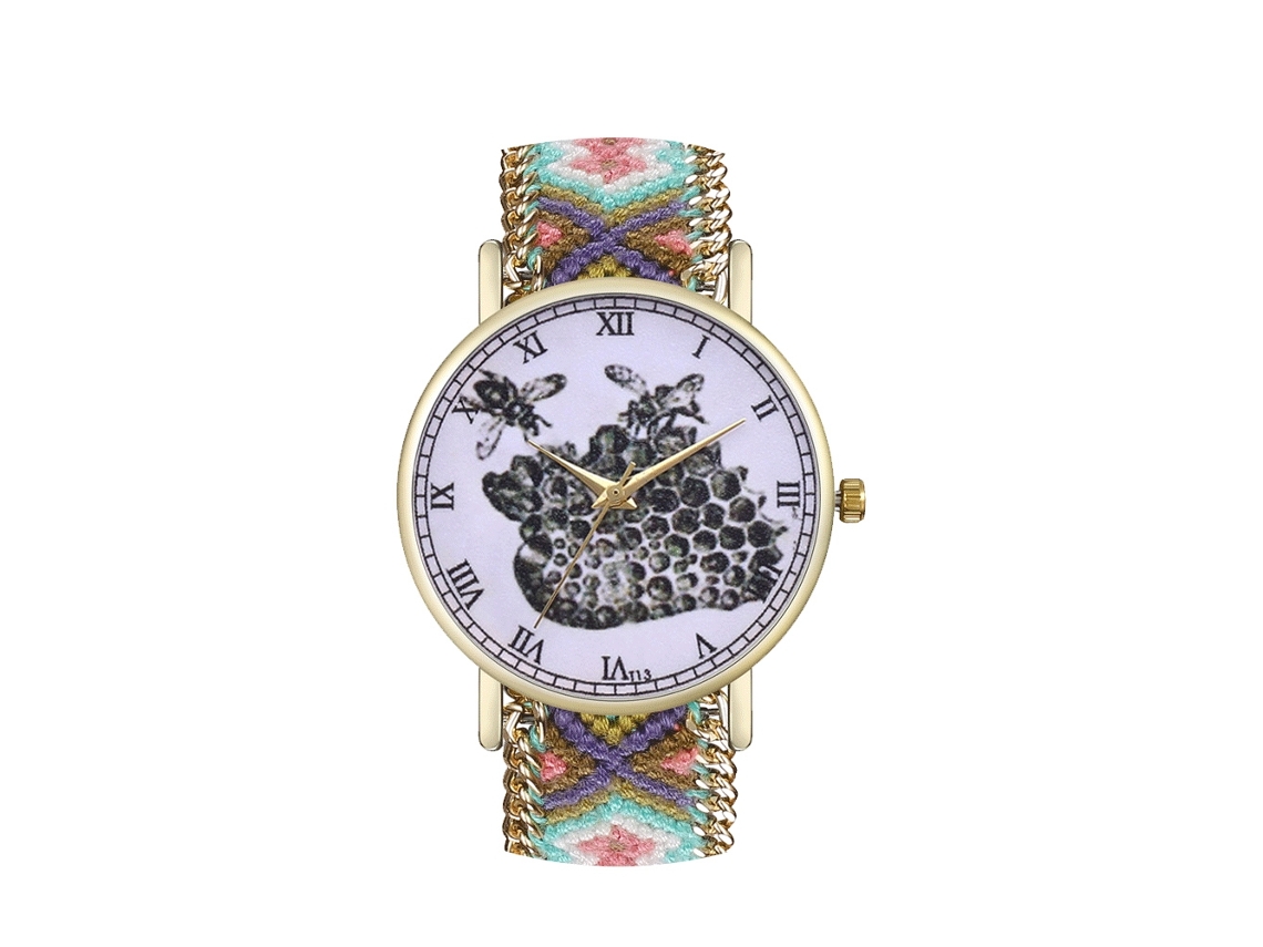 Relógio de Pulso de Quartzo com Pulseira de Lã Simples Elegante Casual T13 fg (7)