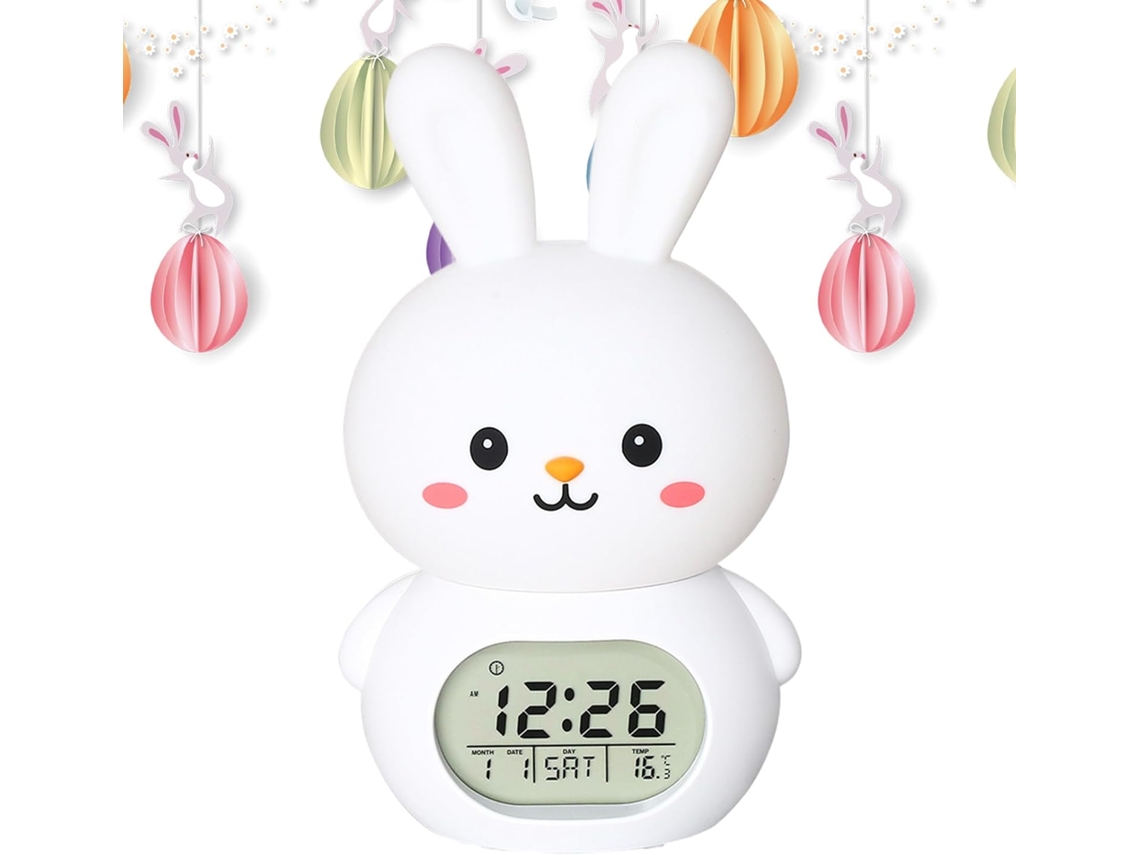 Luminária Noturna Coelho Com Temporizador Digital De Mesa Brilho