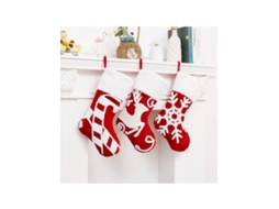 Conjunto De 3 Meias Decorativas De Natal Grandes, Bordadas Com Flocos De Neve E Alces Sacolas De Presente, Doces E Adereços. Igvtrade