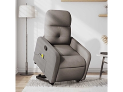 Vidaxl Poltrona Elevatória De Massagens Tecido Cinzento-acastanhado