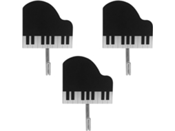Conjunto De 3 Ganchos Parede Autoadesivos Em Formato Tecla Piano, Feitos De Metal, Ideais Para Pendurar Roupas, Casacos