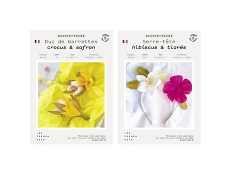 Caixa de Papel Faça Você Mesmo 2 Grampos de Cabelo Florais + 1 Tiara Floral Les French Kits