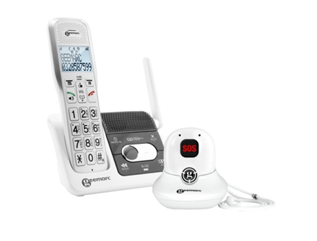 Telefone Para Idosos Com Campainha Amplificada E Pendente Sos Branco Geemarc