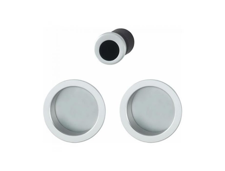 Conjunto Para Porta De Correr Hoppe F94 Chr Sat Alumínio Deslizante À Direita Saliente
