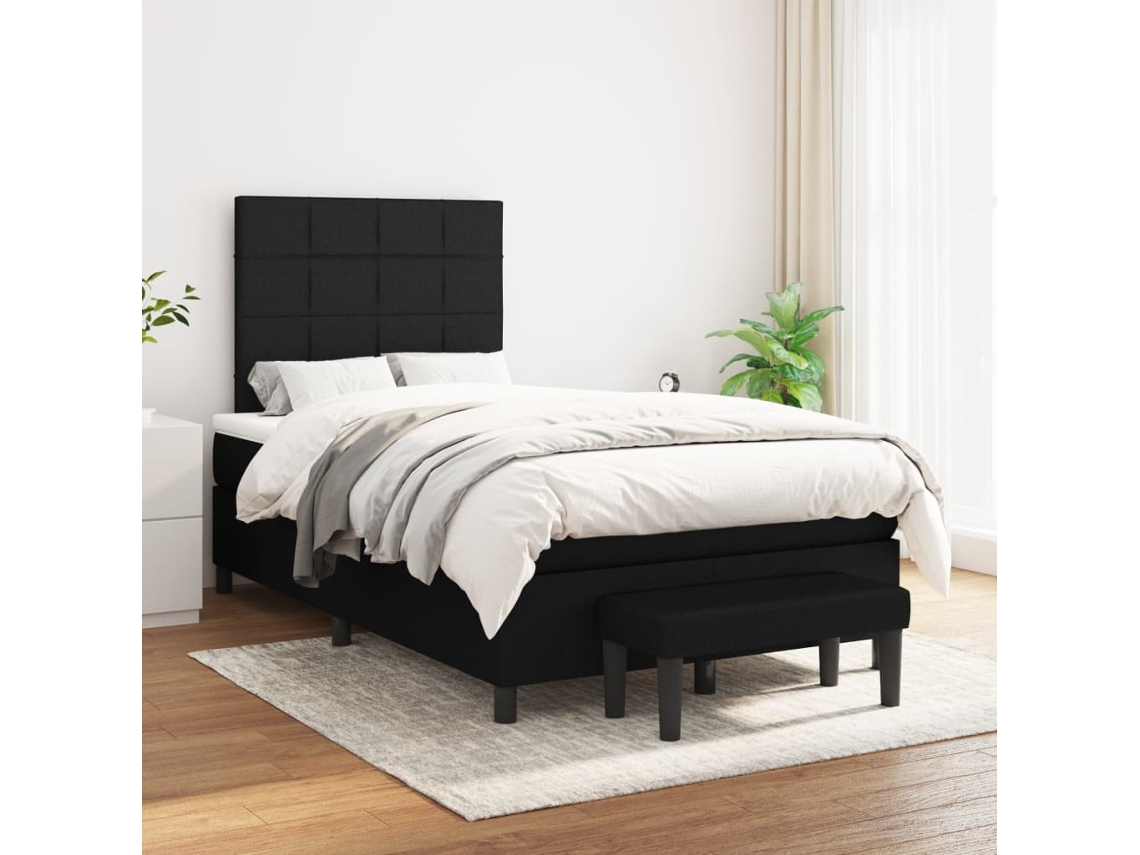 Vidaxl Cama Com Molas/colchão 120x200 Cm Tecido Preto