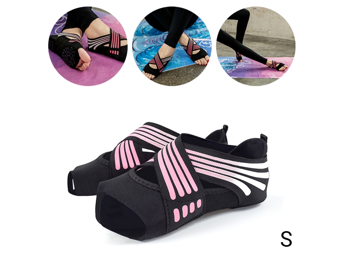 Calcetas de Yoga para Mulheres, Cinco Dedos, Sapatos de Pilates, Fitness, com Cintas Cruzadas, Antiderrapantes, para Interior S/MARCA