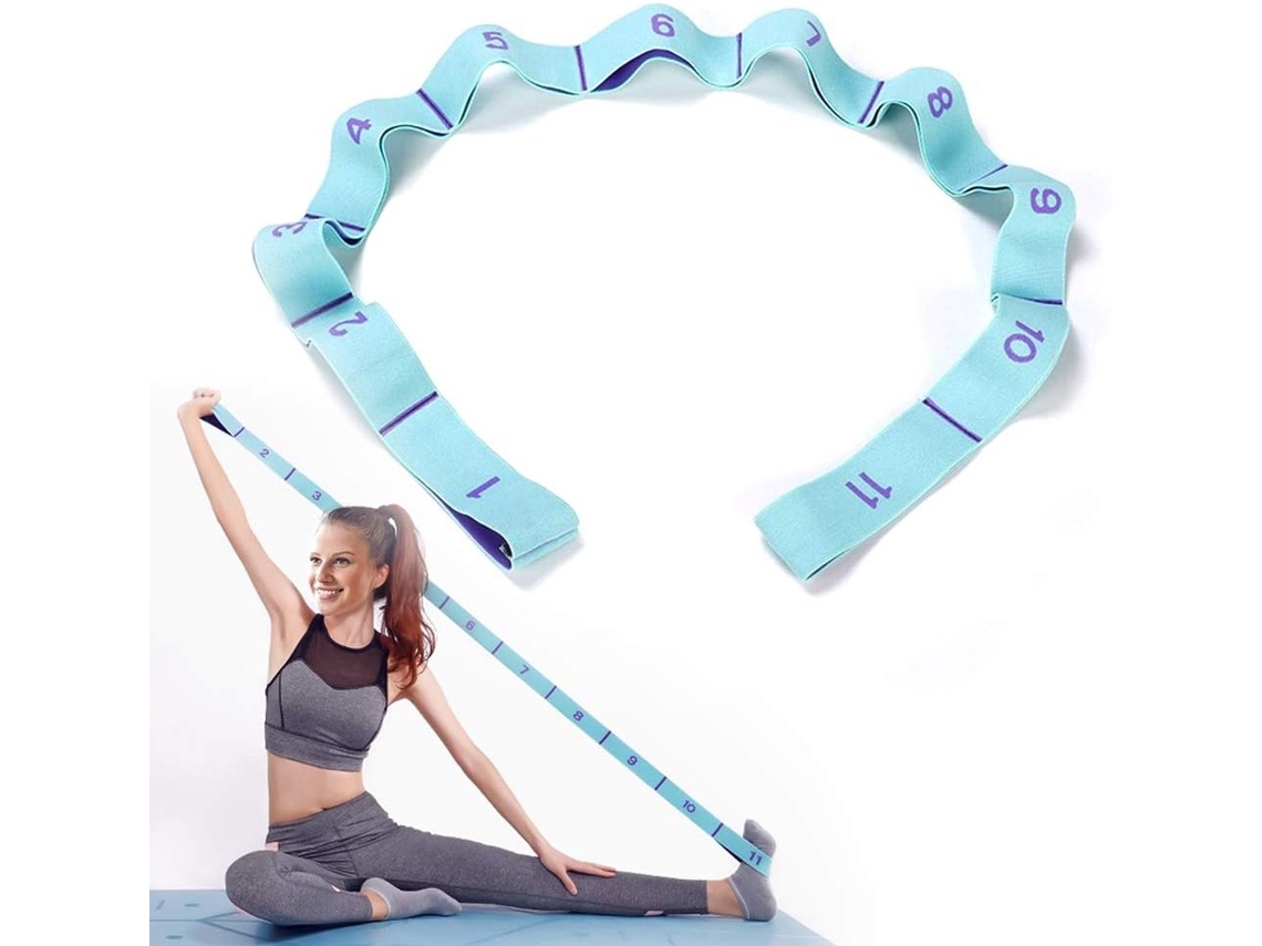 Faixa Elástica de Resistência AQUAFORGE com 11 Anéis 125x4 cm 4 cm para Ioga e Alongamento