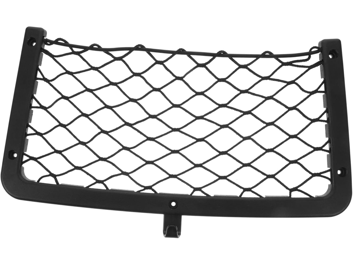 Rede organizadora para armazenamento de carros em nylon leve com suporte em ABS e parafusos.