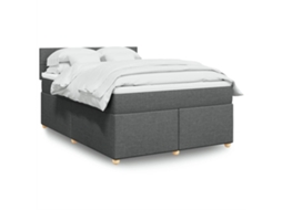 Vidaxl Cama Com Molas/colchão 140x200 Cm Tecido Cinzento-escuro