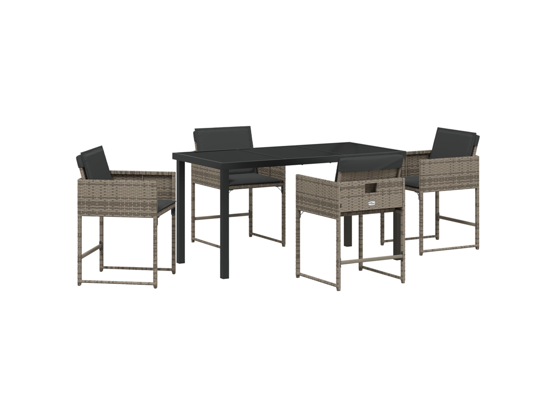 Conjunto 5 Conjunto De Jantar Moderno Vidaxl Cinzento Vime Pe (140 X 70 X 73 Cm)