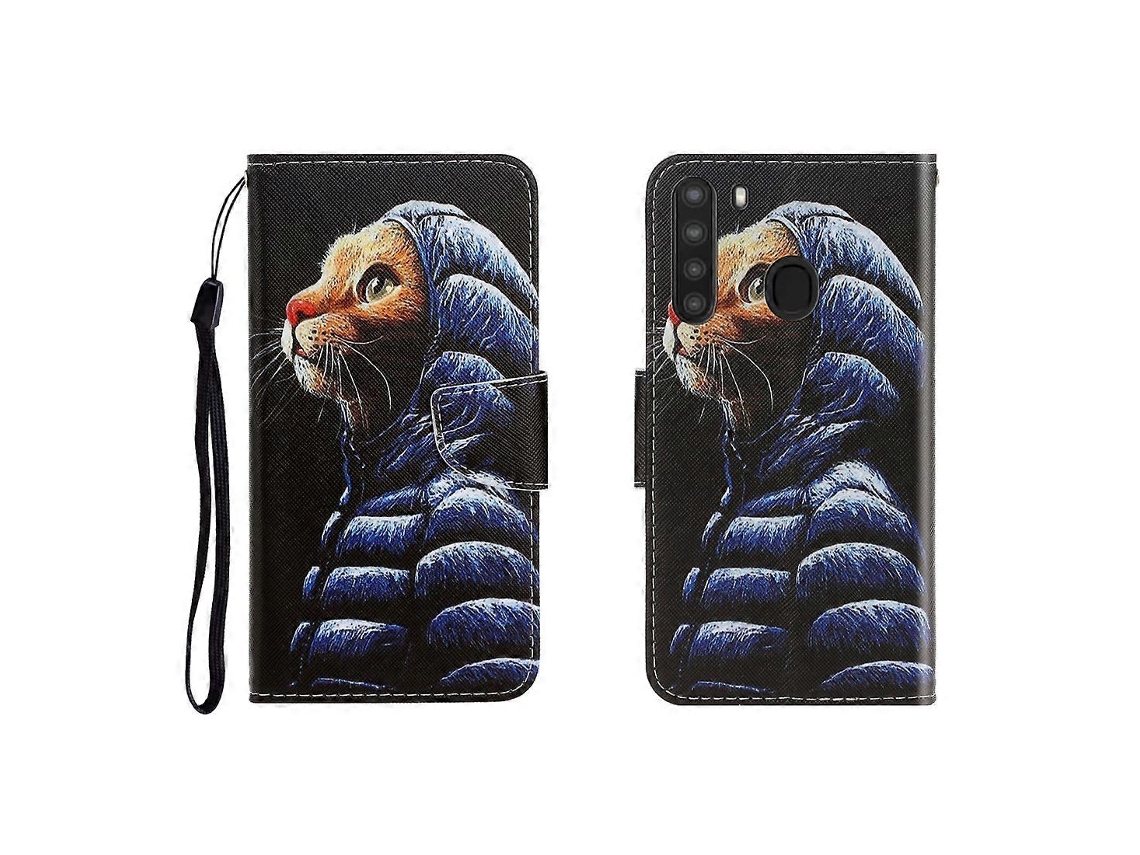 Capa De Couro Com Aba Horizontal E Desenho Colorido, Com Suporte, Compartimento Para Cartões E Carteira Para Galaxy A21.