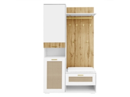 Guarda Roupa 110x38x190 Cm Com Led Com Espelho 5 Ganchos Sapateira Natural Branco Mobrio