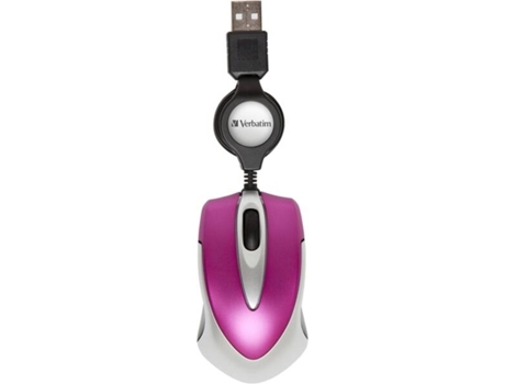Rato VERBATIM Go Mini Travel (Cabo USB - Regular - 1000 dpi - Rosa) — Com fio USB
