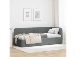 Vidaxl Estrutura De Cama De Canto Cinza Escuro 80 X 200 Cm Tecido