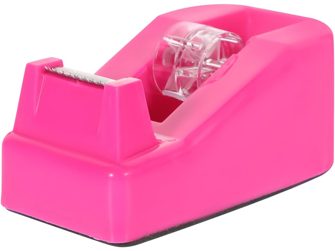 Dispensador e cortador de fita adesiva portátil e suave, feito de plástico, ideal para mesa e escola, fácil de usar.