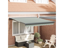 Vidaxl Toldo Retrátil Verde E Branco 300 X 250 X 165 Cm Tecido E Metal