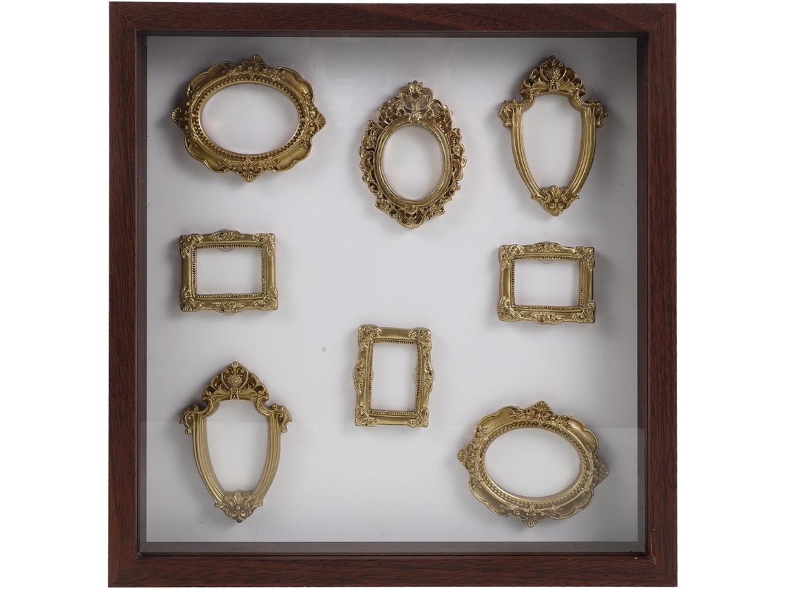 Caixa Expositora Em Miniatura Para Recordações Com 8 Mini Porta-retratos Decorativos Para Museus E Exposições...