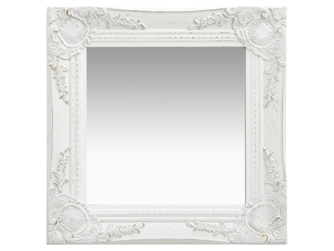Conjunto 1 Espelho De Parede Vidaxl Branco Madeira (40 X 40 Cm)